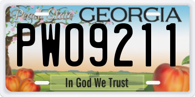 GA license plate PWO9211