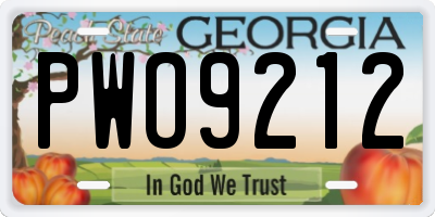 GA license plate PWO9212