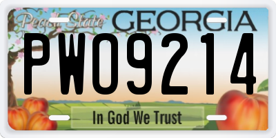 GA license plate PWO9214