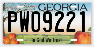 GA license plate PWO9221