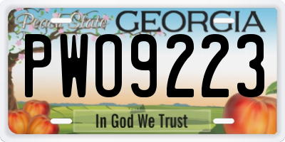GA license plate PWO9223