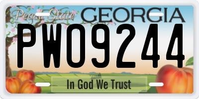 GA license plate PWO9244