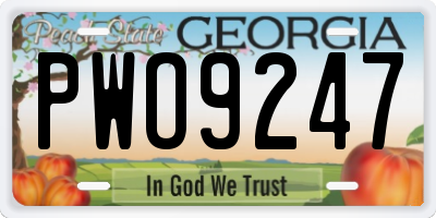 GA license plate PWO9247