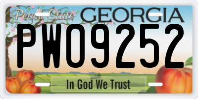 GA license plate PWO9252
