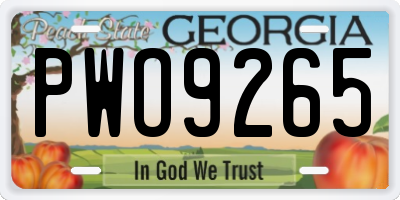 GA license plate PWO9265
