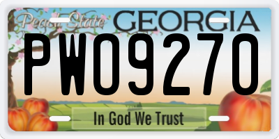 GA license plate PWO9270