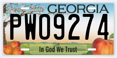 GA license plate PWO9274
