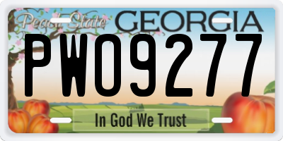 GA license plate PWO9277