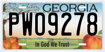 GA license plate PWO9278