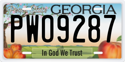 GA license plate PWO9287