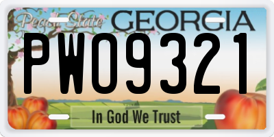 GA license plate PWO9321