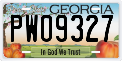 GA license plate PWO9327