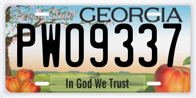GA license plate PWO9337