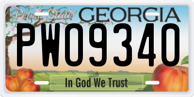 GA license plate PWO9340