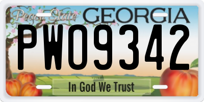 GA license plate PWO9342