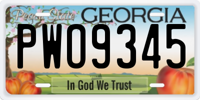 GA license plate PWO9345