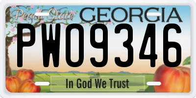 GA license plate PWO9346