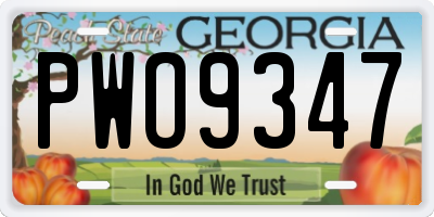 GA license plate PWO9347