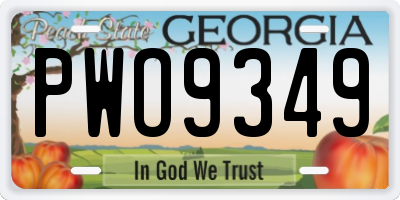 GA license plate PWO9349