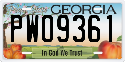 GA license plate PWO9361
