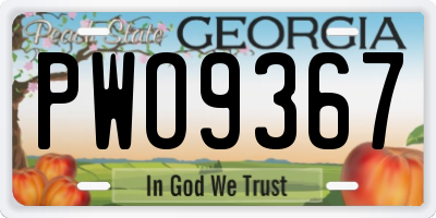 GA license plate PWO9367