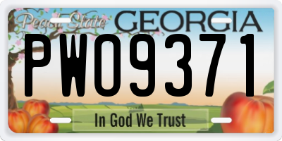 GA license plate PWO9371