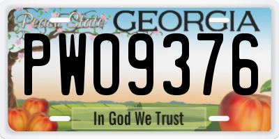 GA license plate PWO9376