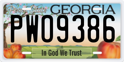 GA license plate PWO9386