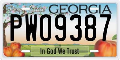 GA license plate PWO9387