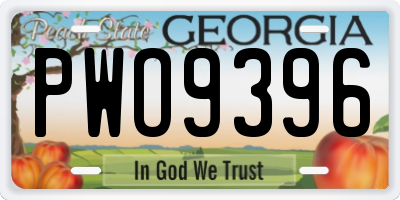 GA license plate PWO9396