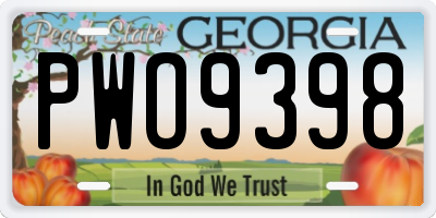 GA license plate PWO9398