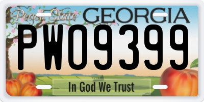GA license plate PWO9399