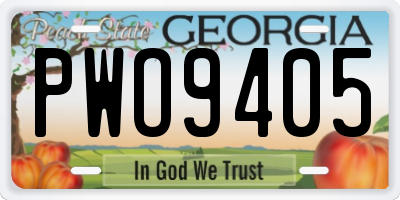 GA license plate PWO9405
