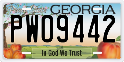 GA license plate PWO9442