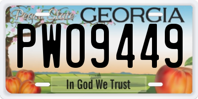 GA license plate PWO9449