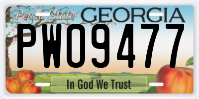 GA license plate PWO9477