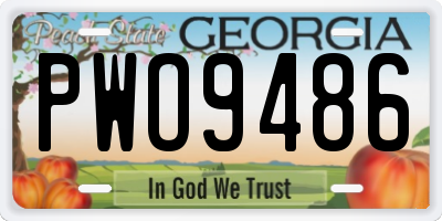 GA license plate PWO9486