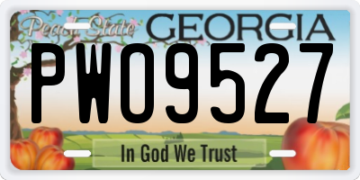 GA license plate PWO9527
