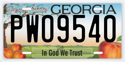 GA license plate PWO9540