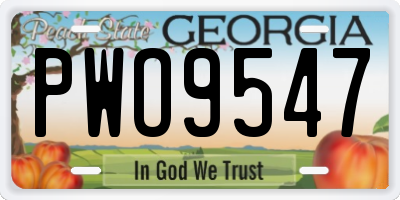 GA license plate PWO9547
