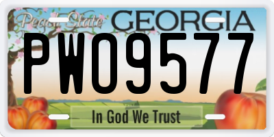 GA license plate PWO9577