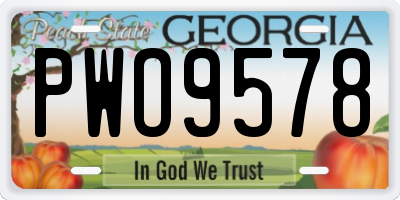 GA license plate PWO9578