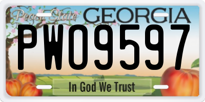 GA license plate PWO9597
