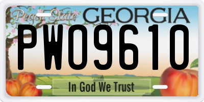 GA license plate PWO9610