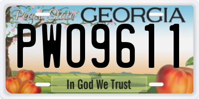 GA license plate PWO9611