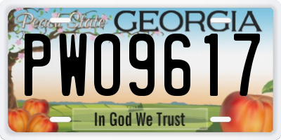 GA license plate PWO9617