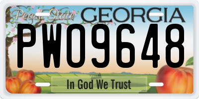GA license plate PWO9648