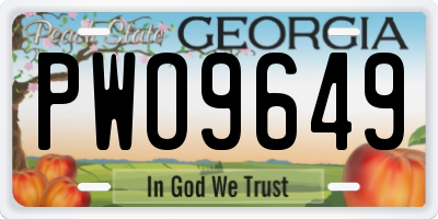 GA license plate PWO9649