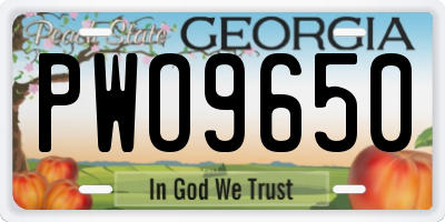 GA license plate PWO9650