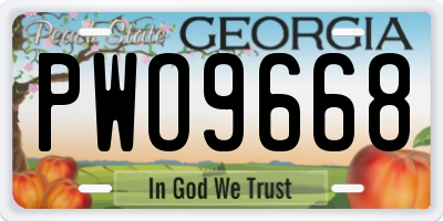 GA license plate PWO9668